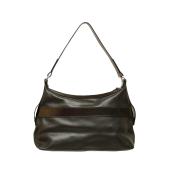 Lancel Black & Dark Brown Leather Hobo Shoulder Bag Handbag