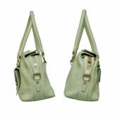 Celine Mint Green Leather with Pocket Top Handles Satchel bag Handbag