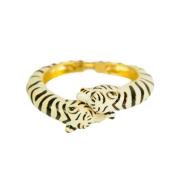 KENNETH JAY LANE Enamel Double Tiger Head Bypass Cuff Bracelet