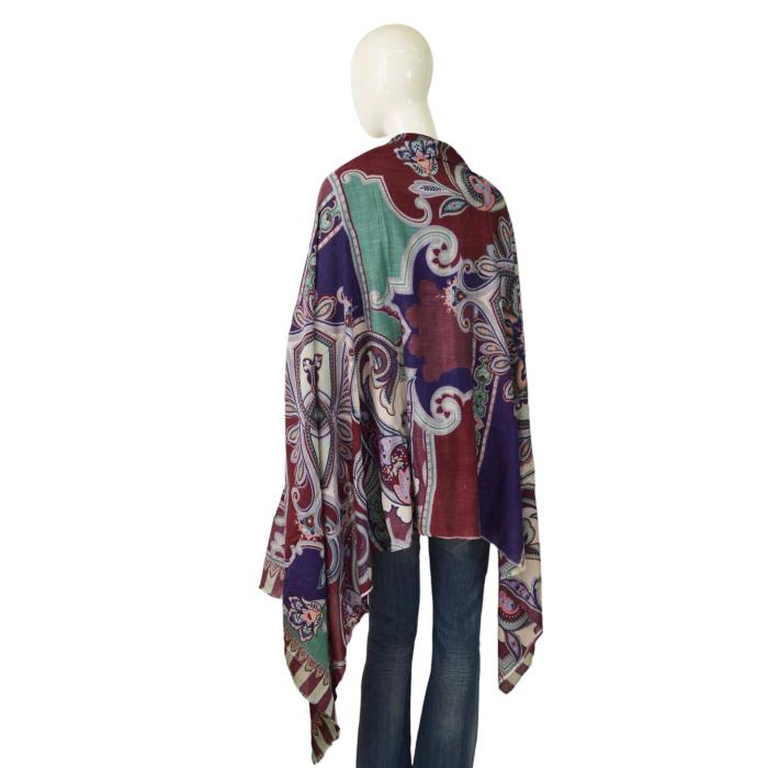 Bella Ballou Multicolor Paisley Woolen Scarf Large Pashmina Wrap Scarf Shawl