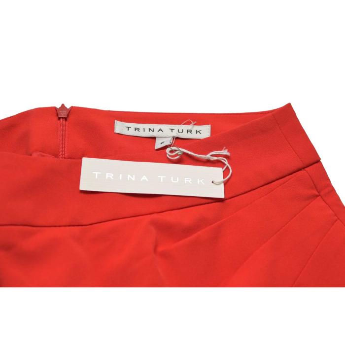 Trina Turk Red Back Zipper Faux Wrap Short Mini Length Skirt Size 2