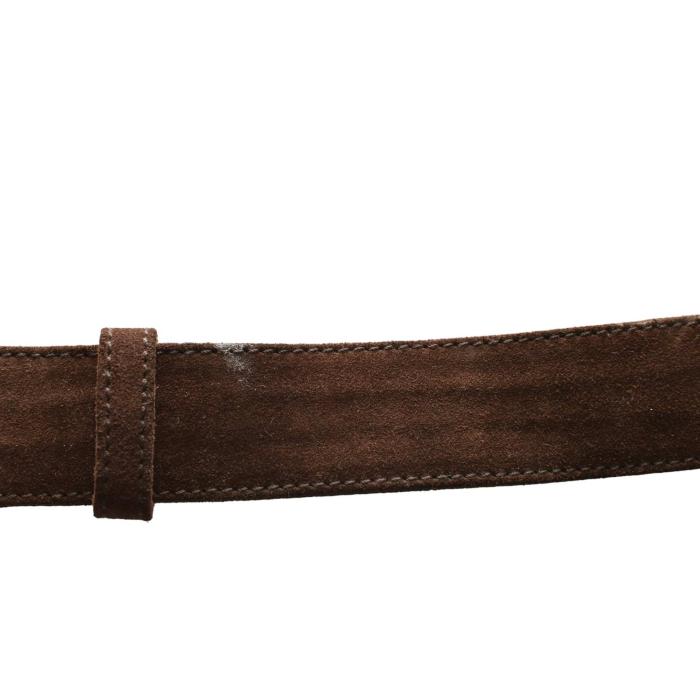 Prada Women's Brown Suede Leather Silver Tone Buckle Thin Belt