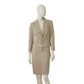 Christian Dior Beige Fitted Jacket & Mini Short Skirt Set Suit Size Fr 40 UK 12