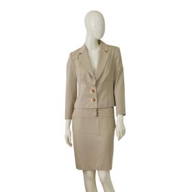 Christian Dior Beige Fitted Jacket &amp; Mini Short Skirt Set Suit Size Fr 40 UK 12