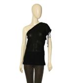 Missoni Black 100% Cotton One Shoulder Semi Sheer Long Top Blouse size 42