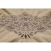 High Beige Flowers Wool Alpaca Sweater Pullover Knit Long Top size M