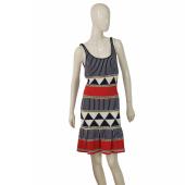 DSquared2 D2 Blue Red White Cotton Knit Sleeveless Mini Ruffled Dress size M