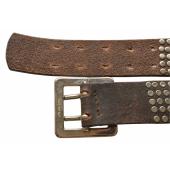 Brown Leather Silver tone Brass Buckle Fully Studded Waist Belt