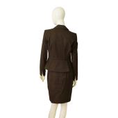 Yves Saint Laurent Vintage Brown Jacket Knee Pencil Skirt Set Suit Size Fr 40