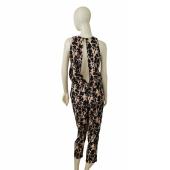 Thakoon Addition Black & Pink Print Sleeveless Silk Jumpsuit Overall size 2