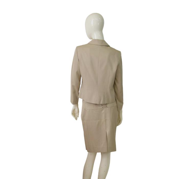 Christian Dior Beige Fitted Jacket & Mini Short Skirt Set Suit Size Fr 40 UK 12