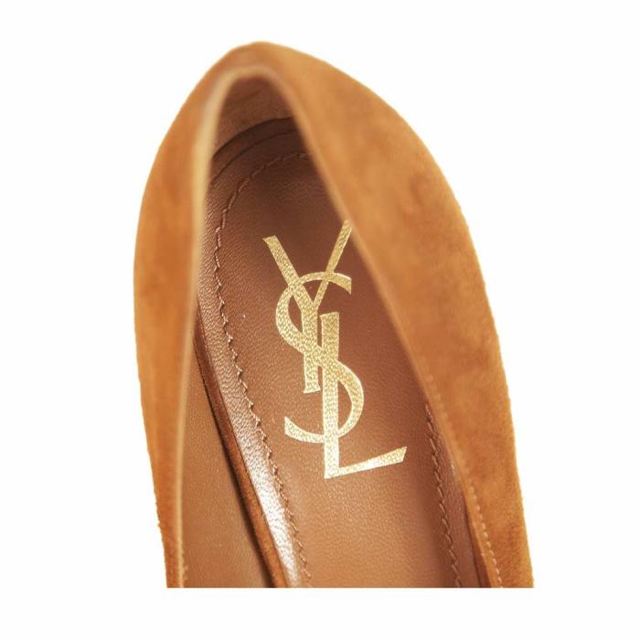 Yves Saint Laurent YSL Tribute TRIBTOO Brown Suede Round toe Platform Heels Pumps 40