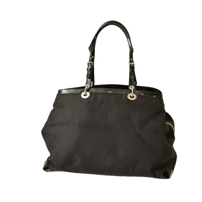 Christian Dior Oblique Jacquard Black Patent Leather Tote