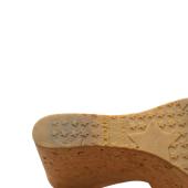 Jimmy Choo Prima Beige Leather Slides Sandals Cork Wedges Platform Mules 37.5