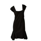 Zac Posen Black Cotton Short Sleeve Ruffled Skirt midi dress size 8