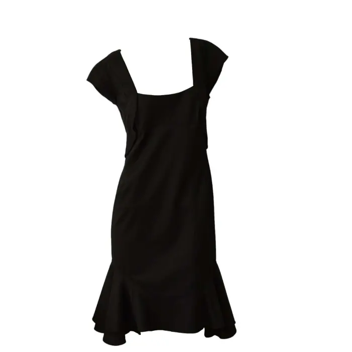 Zac Posen Black Cotton Short Sleeve Ruffled Skirt midi dress size 8 - Swap  Shop