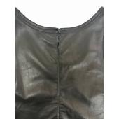 Michael Kors Collection Black Leather Back Zipper Sleeveless Tank Top size M