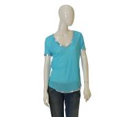 Zadig and Voltaire Margot Foil Blue & Silver Modal Top T-shirt size S