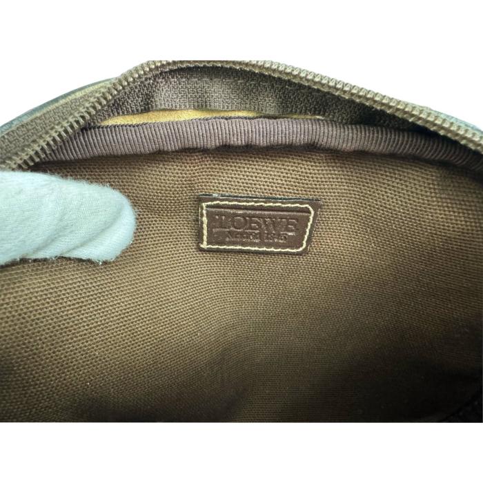 Loewe vintage Signature Logo Canvas Brown leather Shoulder Bag Handbag