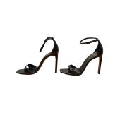 Saint Laurent Amber 110 black patent leather sandals ankle strap sz 39