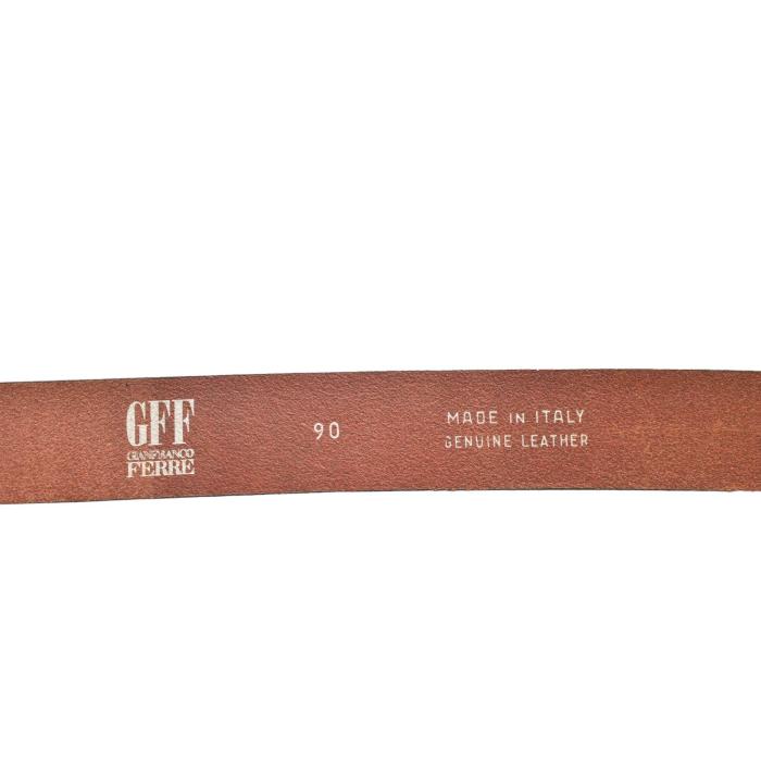 Gianfranco Ferre GFF Monogram Buckle Brown Leather Waist Belt size 90