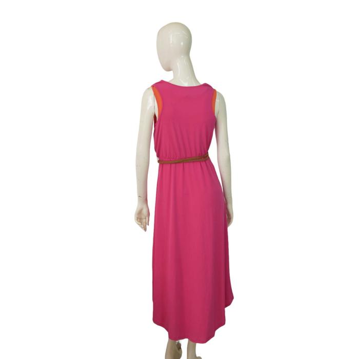 Calvin Klein Pink Fuchsia Sleeveless Asymmetric Belted Summer Dress size 2