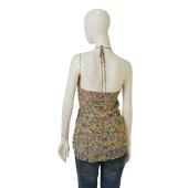 Catherine Malandrino Silk Multicolor Ruffles V Straps Camisole Top Blouse size S