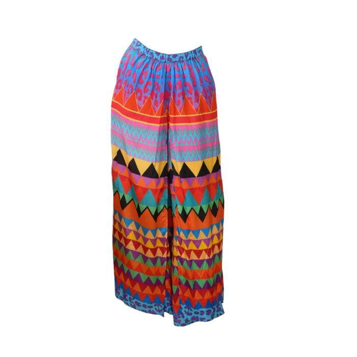 Ruby Yaya Multicolor Boho Ethnic Wide Leg w. Slits Palazzo Trousers Pants Size S