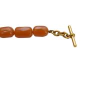 Celine Brown Stones and Gold tone Bracelet Accessory w. Logo Charm