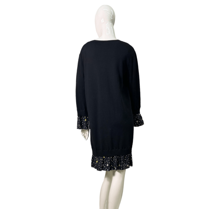 Moschino Boutique Black Wool Knit Silk Trim w. Stars Mini Length Dress Size 46