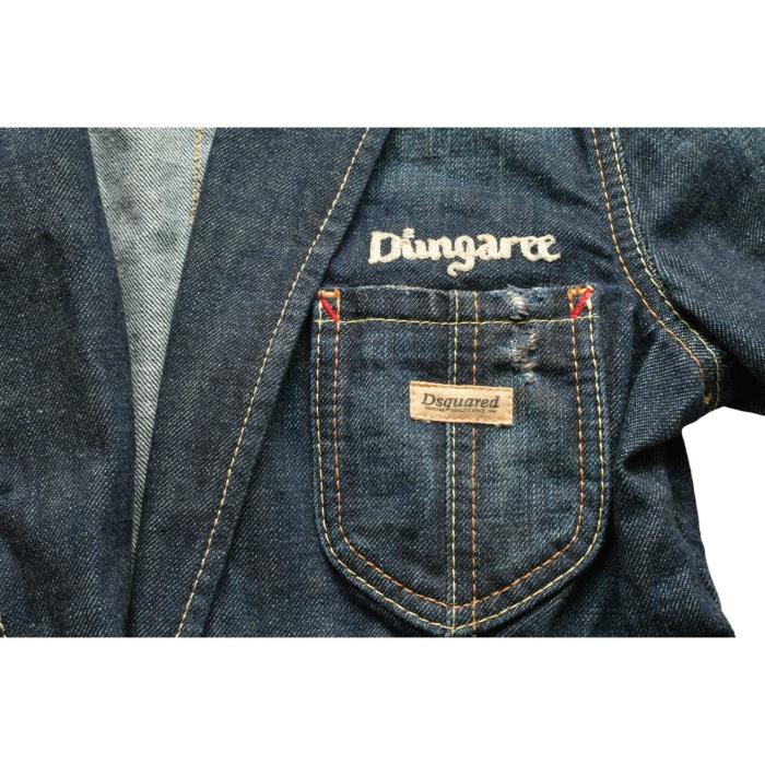 Dsquared2 D2 Blue Denim Fitted Collared Summer One Button Jacket size 42