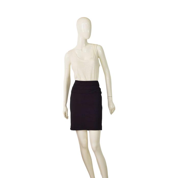 Max Studio Black Stretch Elasticated Mini Length Skirt Back Slit size M