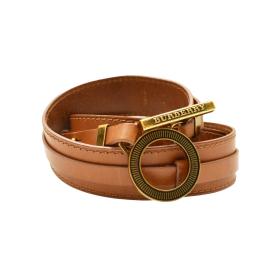 Burberry Tan Brown Leather Brass Tone Hardware Ring BELT Size 30/ 75