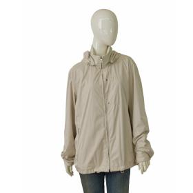 Prada Beige Zipper Front Lightweight Trench Hooded Foldable Jacket size 54