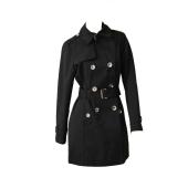 Michael Michael Kors Black Double Breasted Belted Trench Jacket Coat Size S