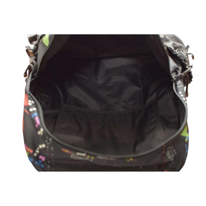 Valentino Garavani Game print black nylon cotton and leather backpack 80s theme