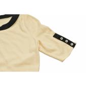 Gucci Cream & Black Trim Buttons Cashmere Top Short sleeve Knit Blouse size M