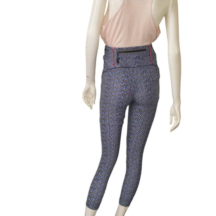 Moncler Grenoble High-rise blue black white printed leggings with zipped pocket
