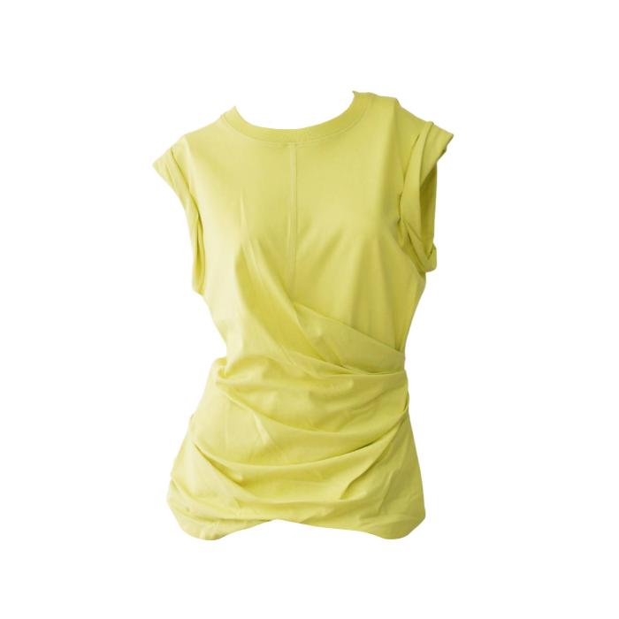 3.1 Phillip Lim Yellow Cotton Draped Side Sleeveless Tank Top size S