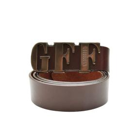 Gianfranco Ferre GFF Monogram Buckle Brown Leather Waist Belt size 90