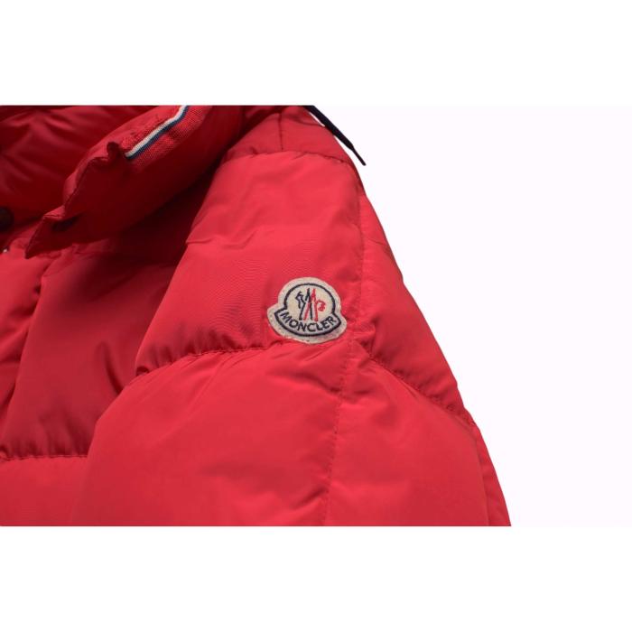 Moncler Giubbotto Red Quilted Puffer Padded Down Long Jacket Coat Parka Size 3