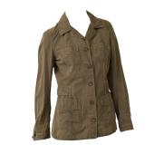 Prada Khaki Green Cotton Linen Lightweight Jacket w.  Pockets size 42