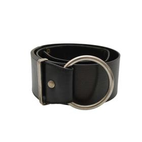 DOLCE &amp; GABBANA D&amp;G WOMAN&#039;S Black Leather Silver Ring Wide BELT Size 85