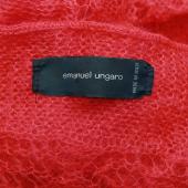 Emanuel Ungaro Coral Red Mohair Wool Knit Long Foulard Scarf Shawl Echarpe