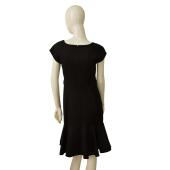 Zac Posen Black Cotton Short Sleeve Ruffled Skirt midi dress size 8