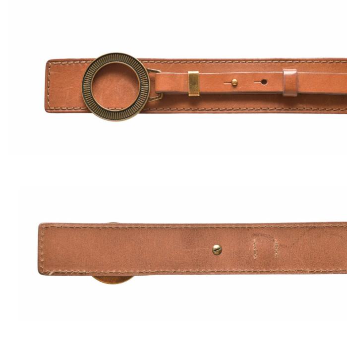 Burberry Tan Brown Leather Brass Tone Hardware Ring BELT Size 30/ 75