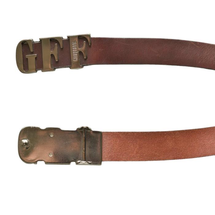 Gianfranco Ferre GFF Monogram Buckle Brown Leather Waist Belt size 90