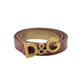 DOLCE & GABBANA WOMAN'S Dark Red Leather Brass Tone HW Skinny BELT Size 90