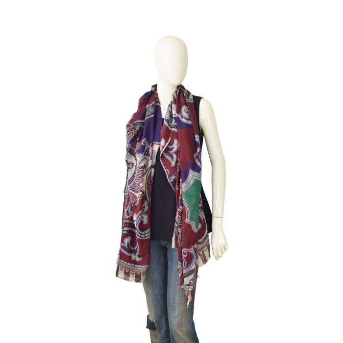 Bella Ballou Multicolor Paisley Woolen Scarf Large Pashmina Wrap Scarf Shawl