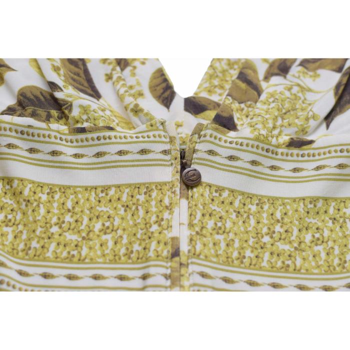 Just Cavalli Green Leaves Floral V - Neckline Knee Length Viscose Dress size 42